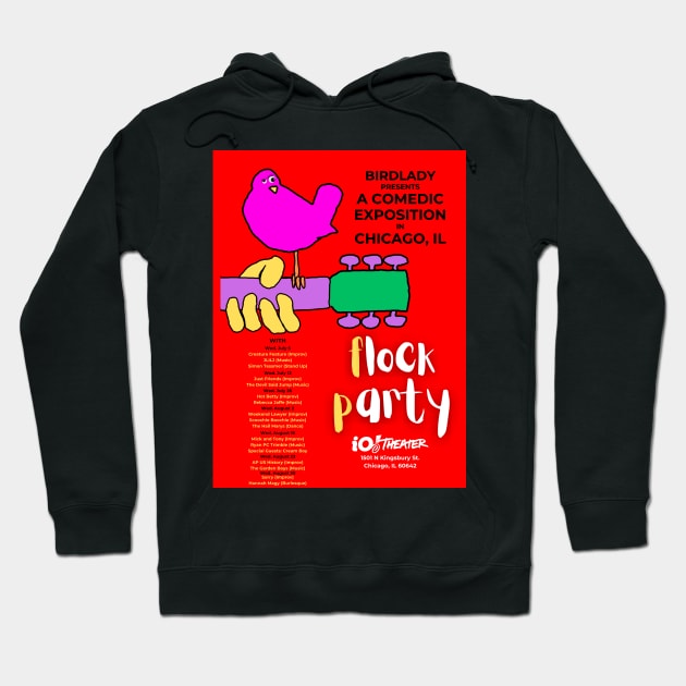 Birdlady's Flock Party July/August 2023 Hoodie by Happy Underground Productions